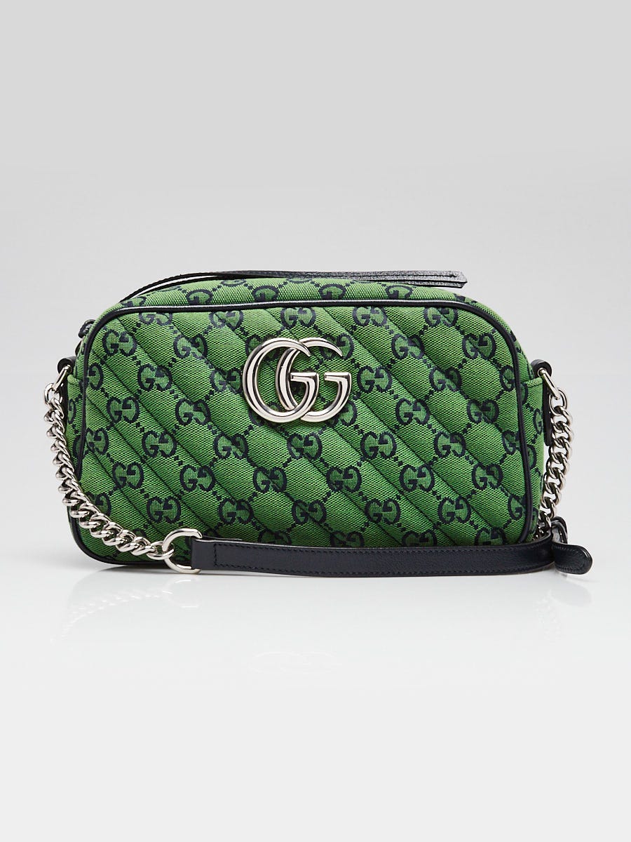 Gucci Green GG Diagonal Quilted Canvas Marmont Small Camera Bag