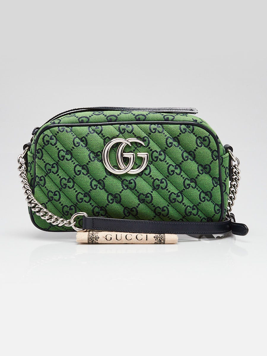 Gucci Green GG Diagonal Quilted Canvas Marmont Small Camera Bag Gucci Green GG Diagonal Quilted Canvas Marmont Small Camera Bag