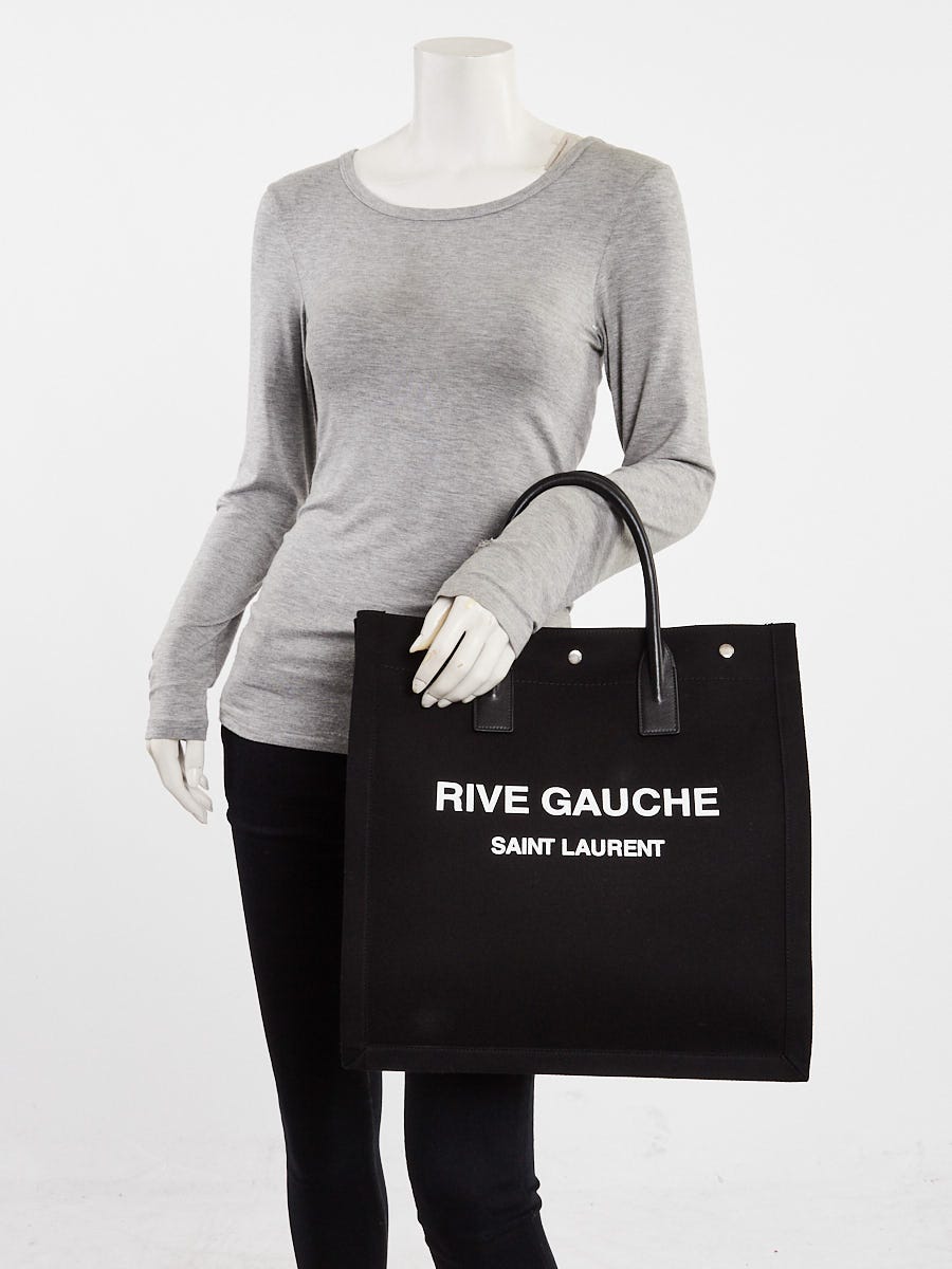 Yves Saint Laurent Black Canvas Rive Gauche North/South Tote Bag