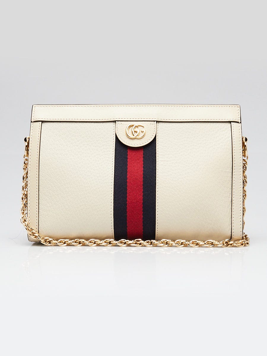 Gucci White Leather Vintage Web Ophidia Small Shoulder Bag