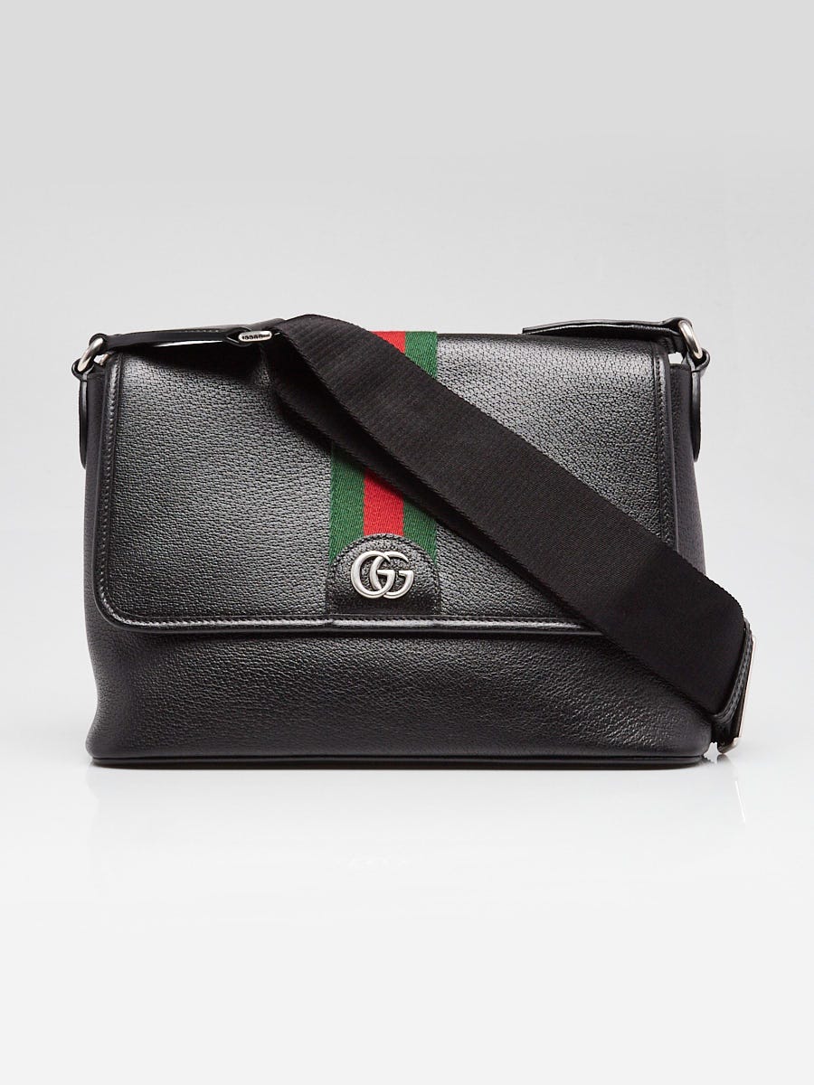 GUCCI レザーバッグ Gucci Black Pebbled Leather Ophidia Medium Messenger Bag | Yoogi's