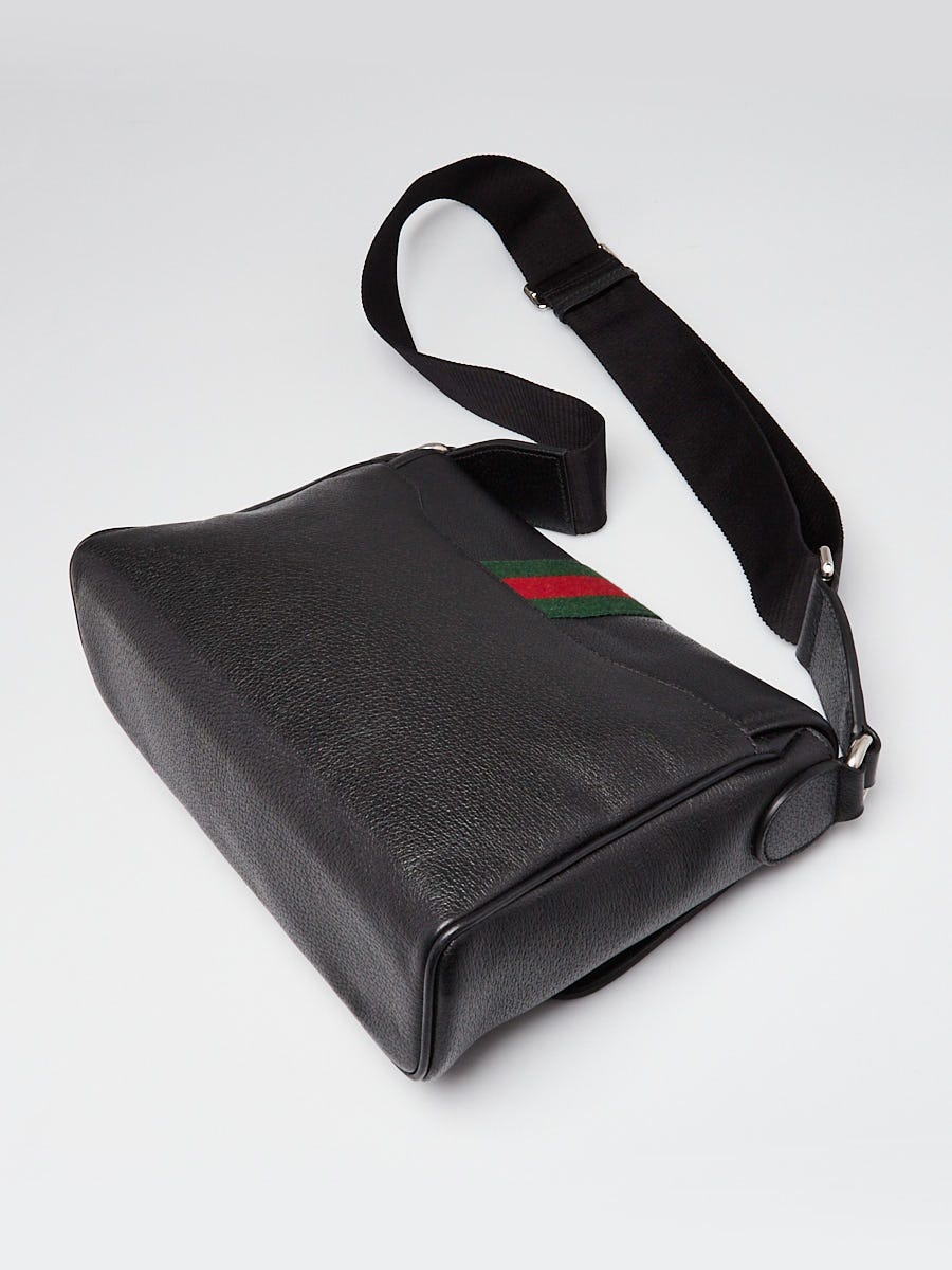 Gucci Black Pebbled Leather Ophidia Medium Messenger Bag | Yoogi's