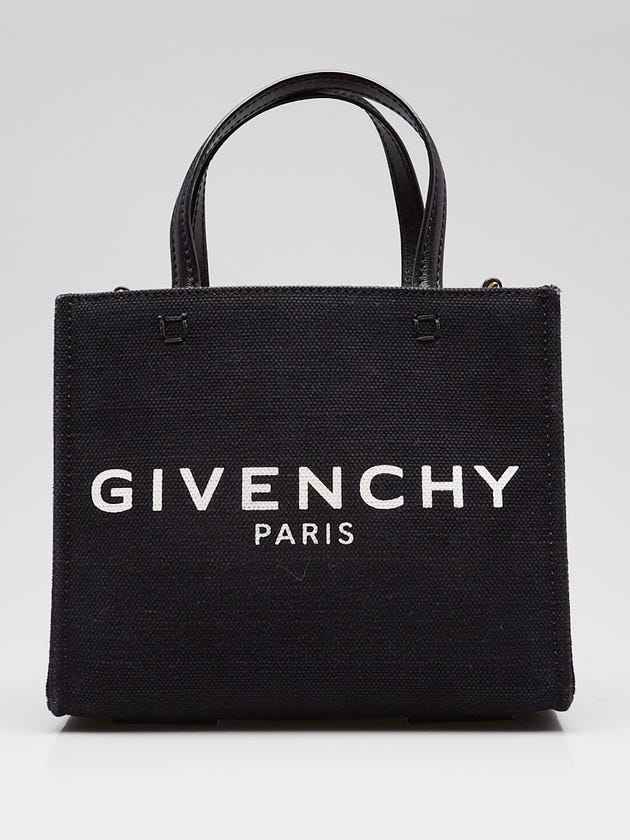 Givenchy Black Canvas Mini G Shopping Tote Bag w/o Strap
