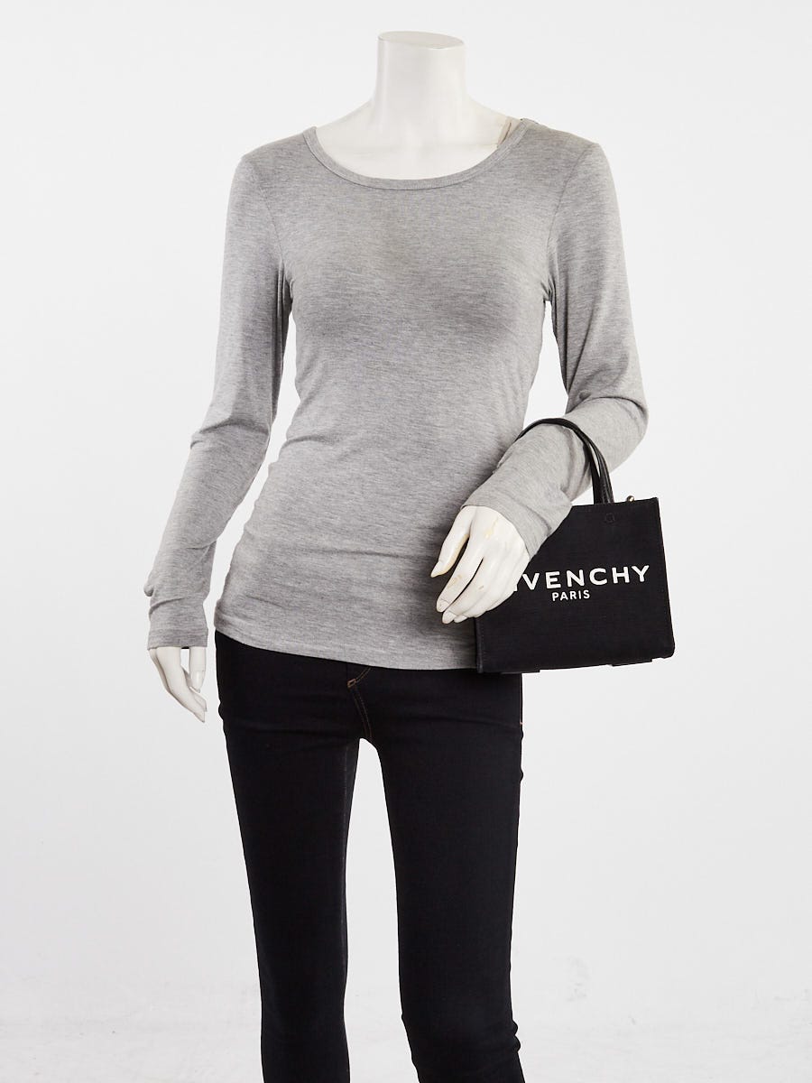 Givenchy Black Canvas Mini G Shopping Tote Bag w/o Strap