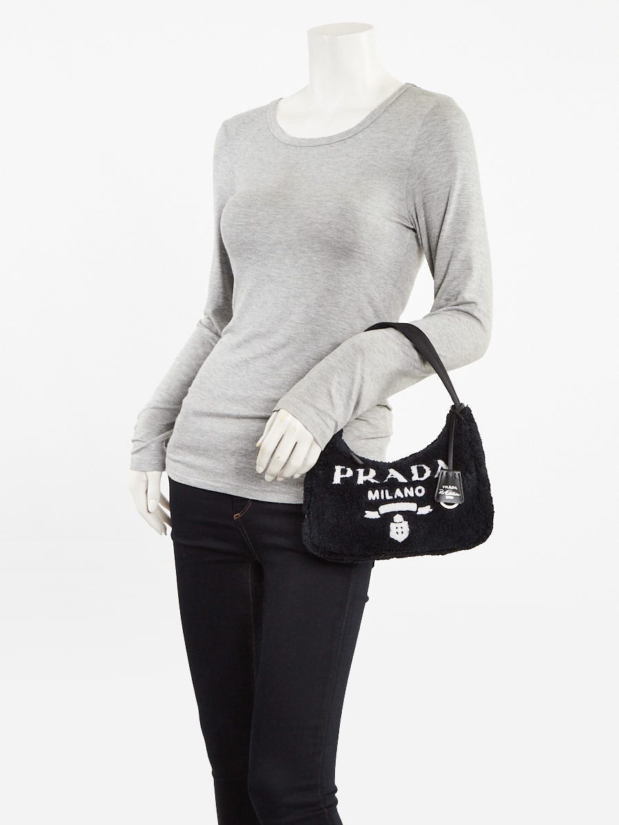 Prada Black Terry Cloth Re-Edition 2000 Mini Bag