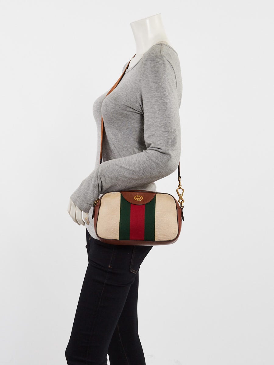 Gucci Beige/Brown Canvas/Leather Ophidia Camera Crossbody Bag