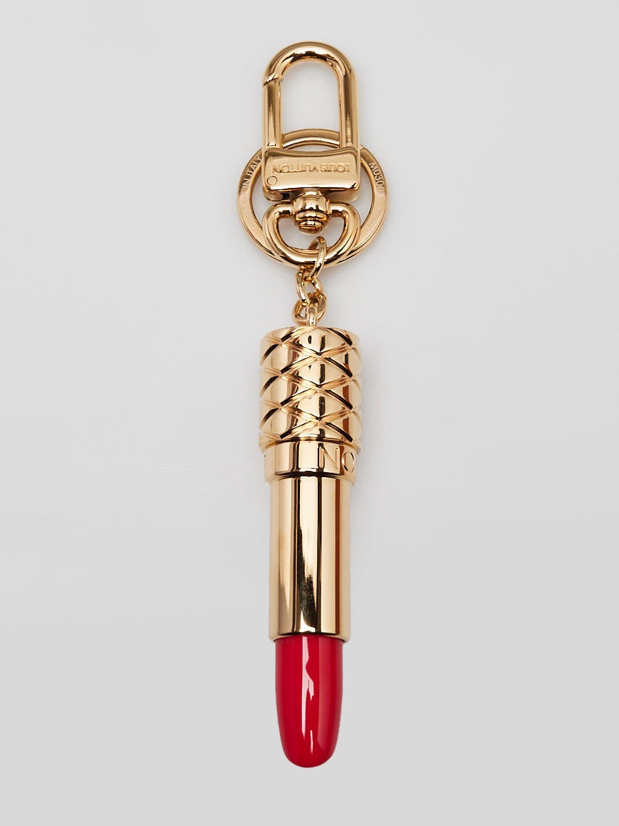 Louis Vuitton Goldtone Metal Lipstick Key Chain Bag Charm