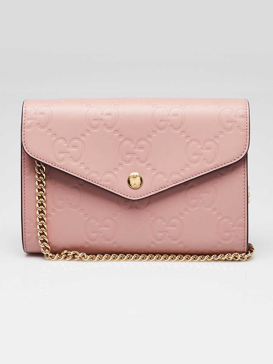 Gucci Pink GG Embossed Leather Crossbody Bag | Yoogi's Closet