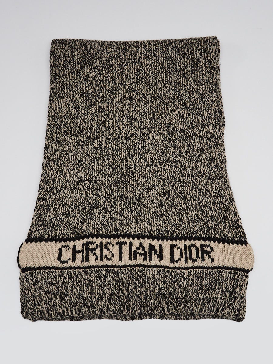 Christian Dior ロゴマフラー 黒/ベージュ Christian Dior Beige/Black Cashmere Blend Logo Scarf | Yoogi's Closet