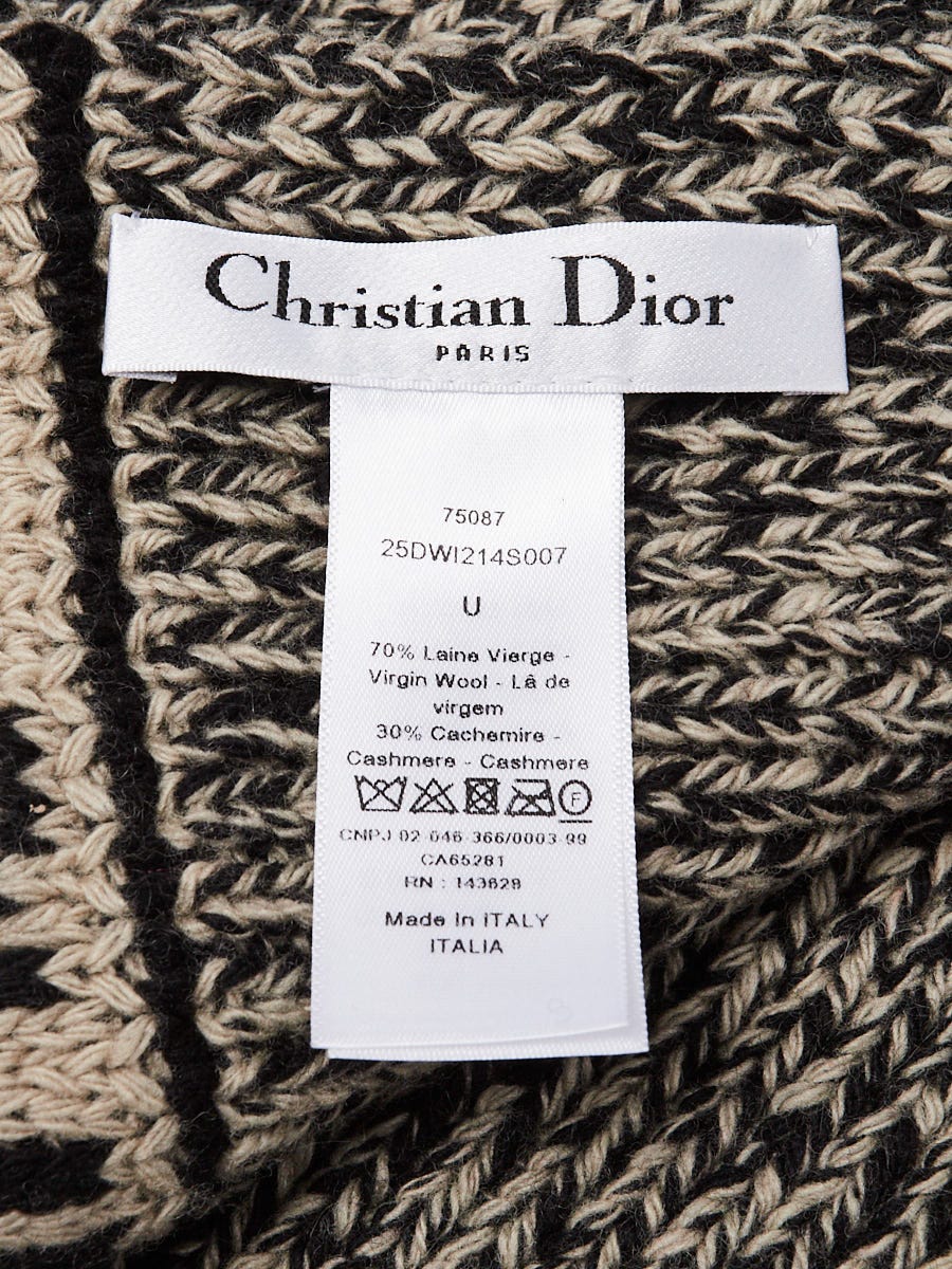 Christian Dior ウール ディオール Dior（クリスチャン・ディオール） Christian 黒/ベージュ ロゴマフラー 小物