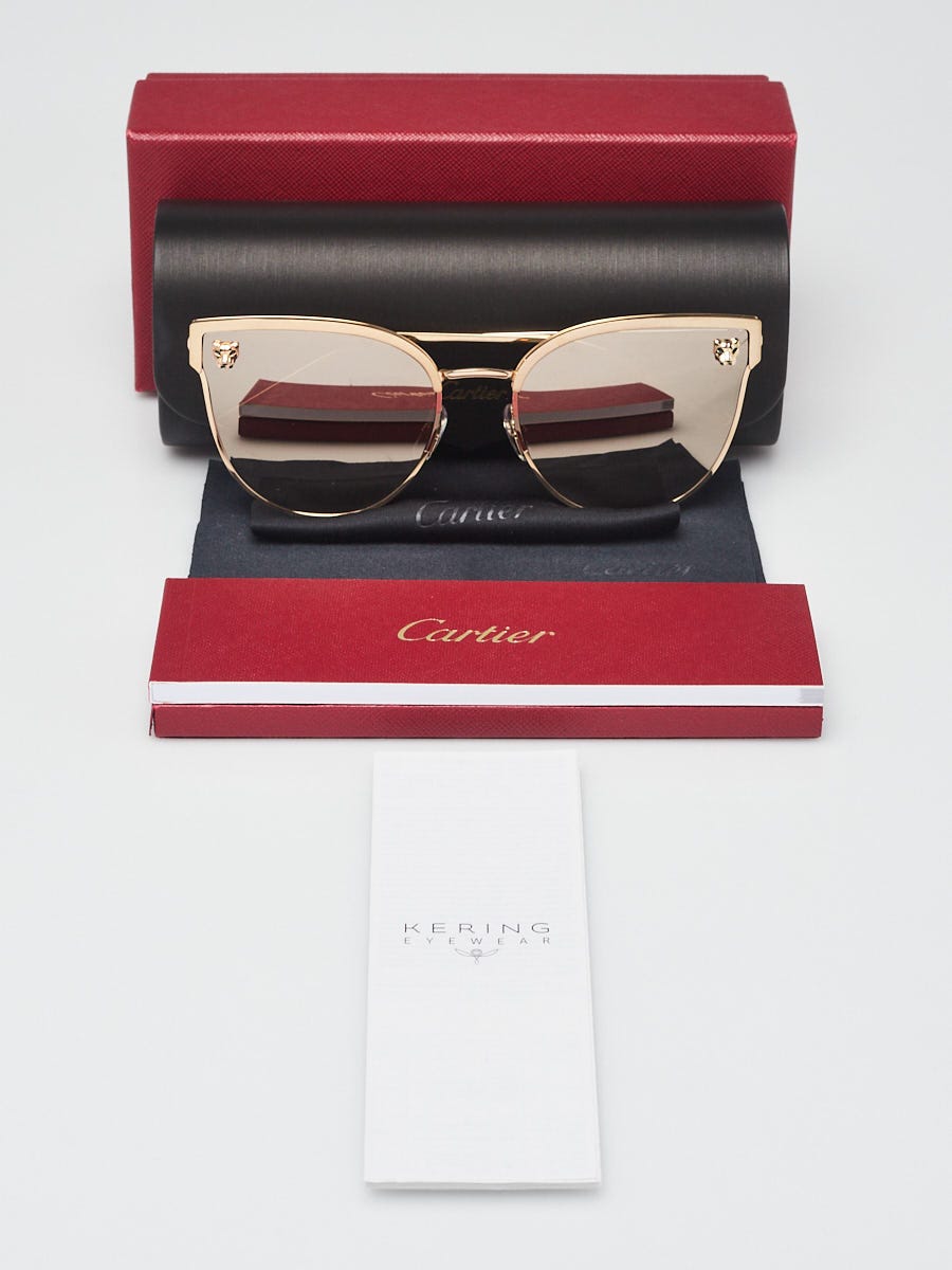 Cartier Goldtone Panthere De Cartier Cat Eye Sunglasses