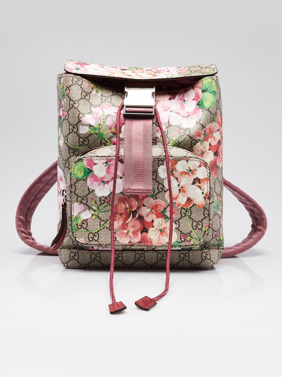 Gucci Beige/Rose GG Coated Canvas GG Blooms Small Backpack Gucci GG Supreme Monogram Blooms Medium Single Buckle  main image 4