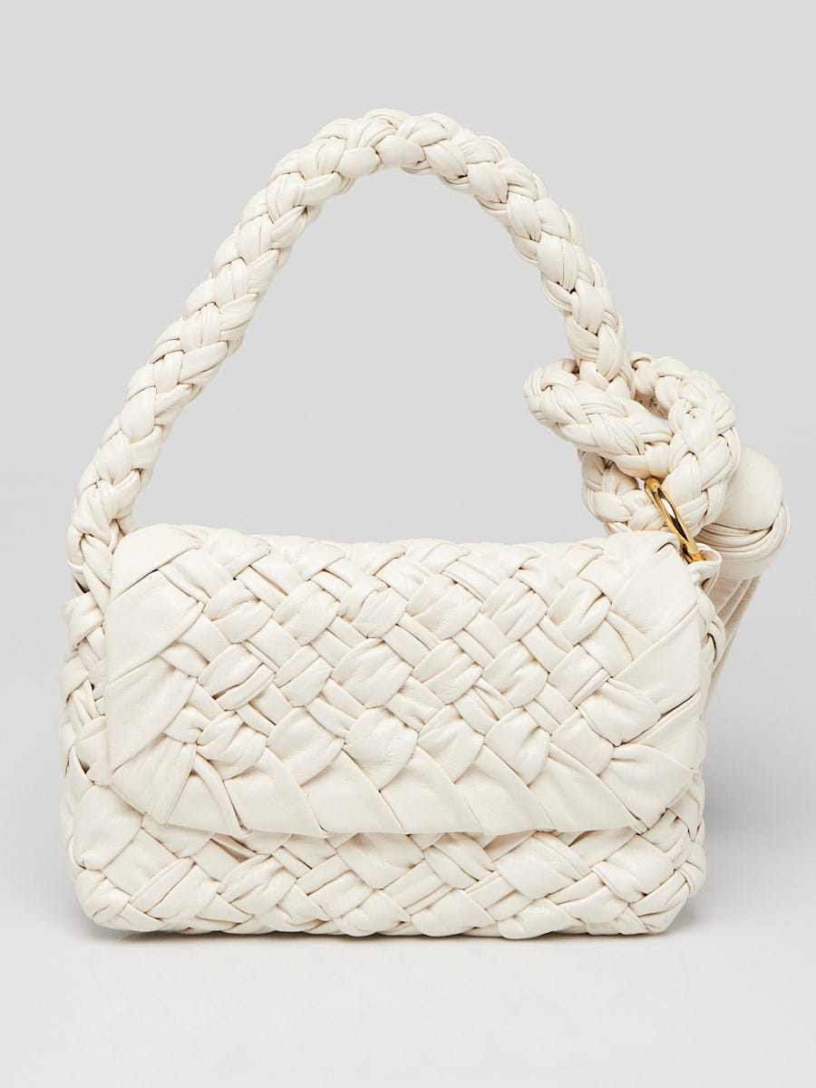 BOTTEGA VENETA ホワイトレザー ハンドバッグ Bottega Veneta Bone White Intrecciato Woven Leather Kalimero Città