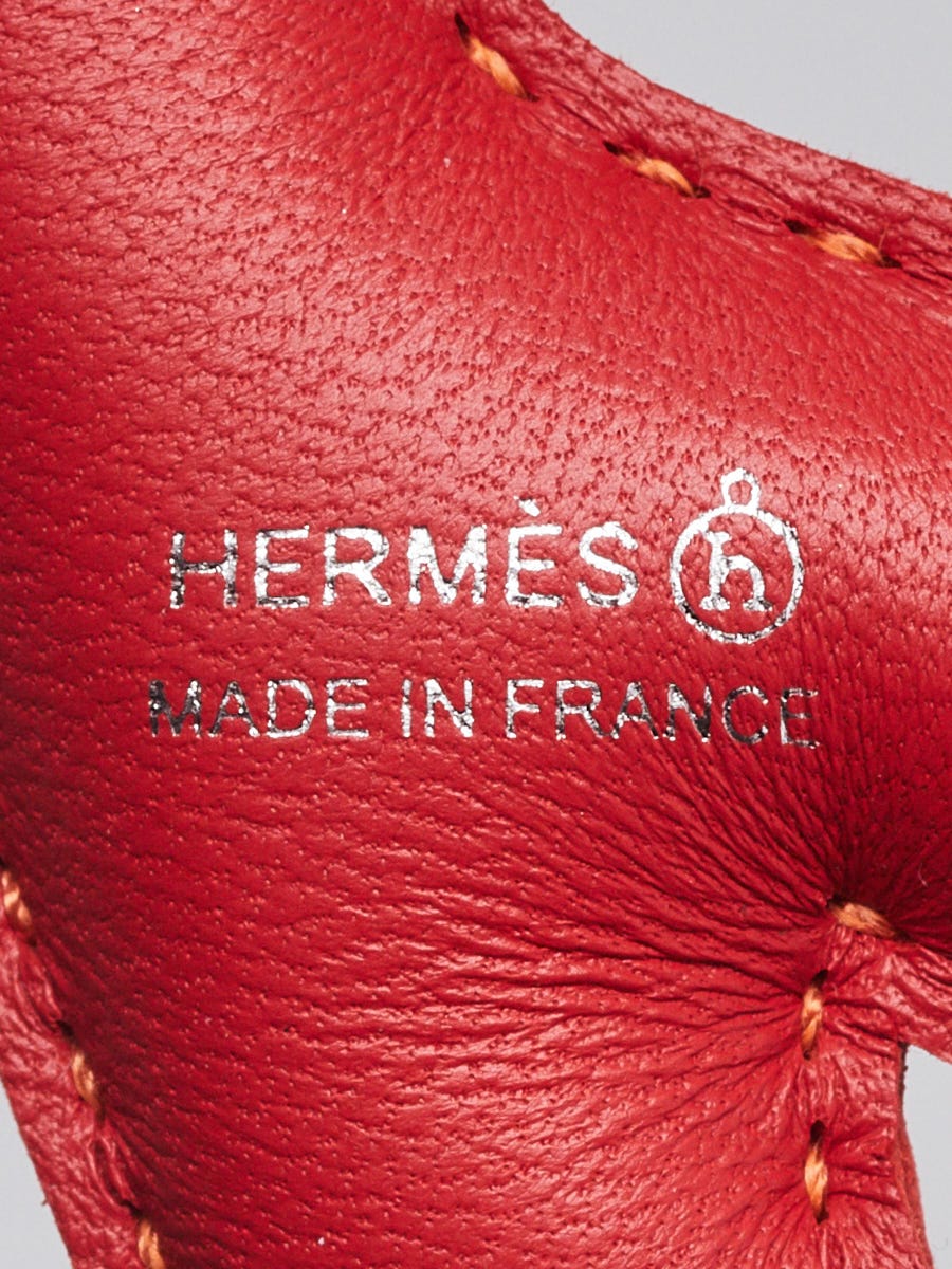 Hermes Red/Orange Lambskin Leather Petit H Shrimp Bag Charm