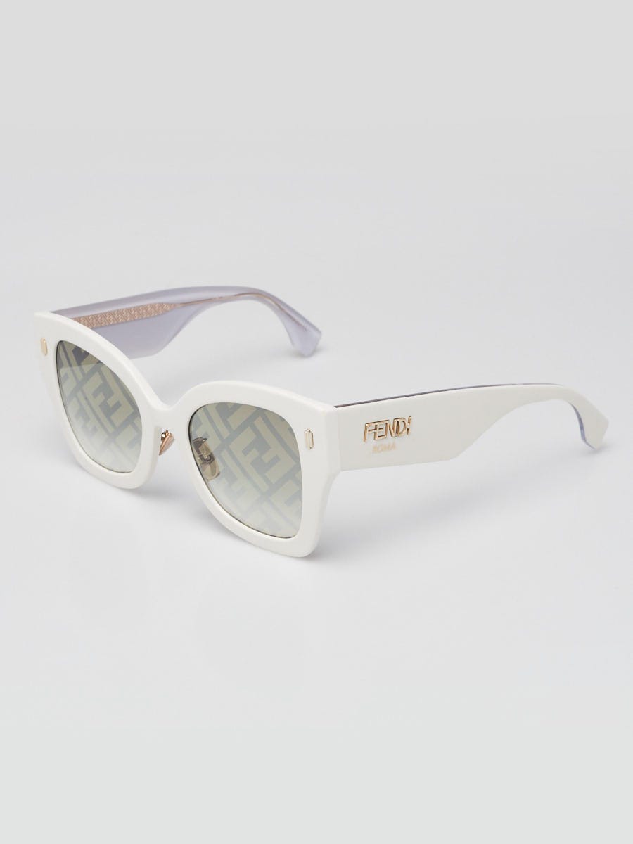 Fendi White Acetate Oversized Sunglasses - FF0434 | Yoogi's Closet