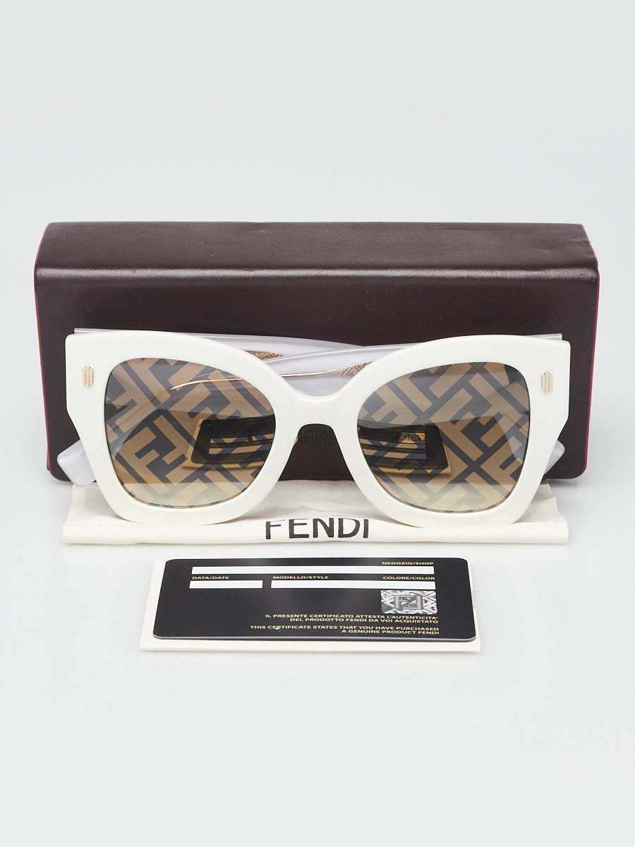 Fendi White Acetate Oversized Sunglasses - FF0434 | Yoogi's Closet