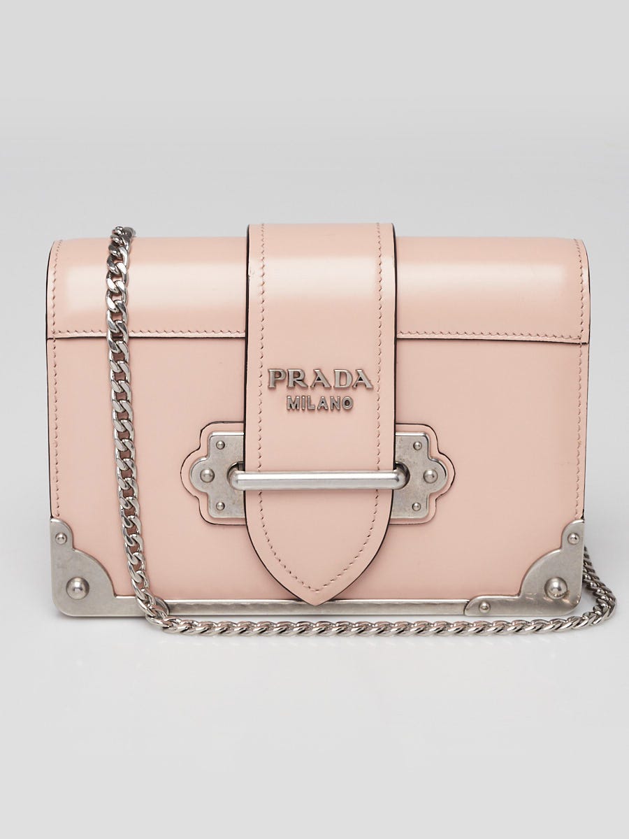 Prada Pink Spazzolato Smooth Leather Cahier Bag 1BH018 | Yoogi's