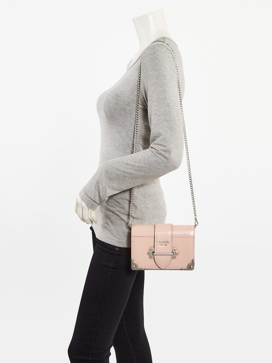 Prada Pink Spazzolato Smooth Leather Cahier Bag 1BH018 | Yoogi's