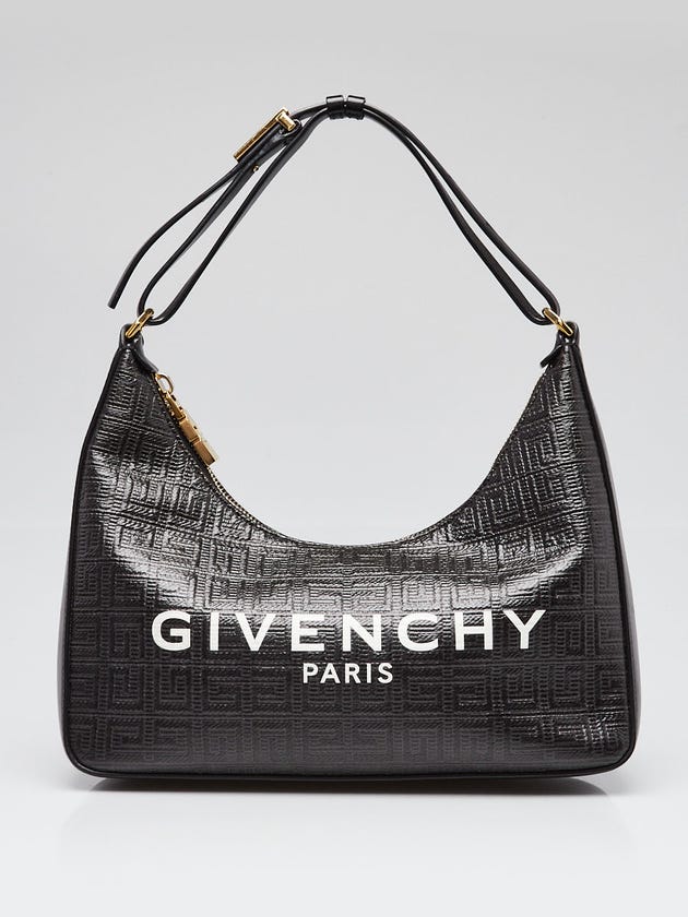 Givenchy Black Monogram Embossed Canvas/Leather Small Moon Cut Out Hobo Bag
