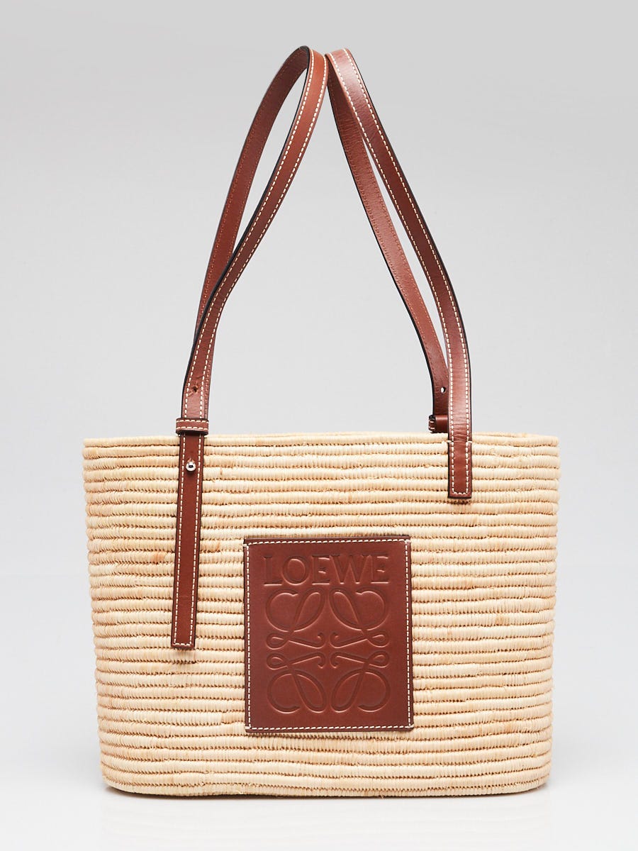 Loewe x Paula's Ibiza Natural/Brown Woven Straw/Leather Small