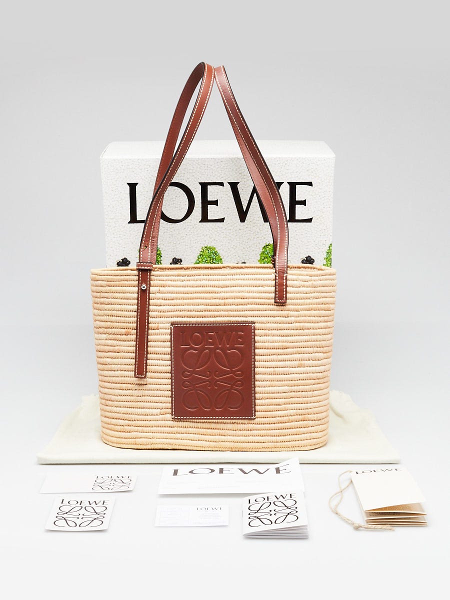 Loewe x Paula's Ibiza Natural/Brown Woven Straw/Leather Small