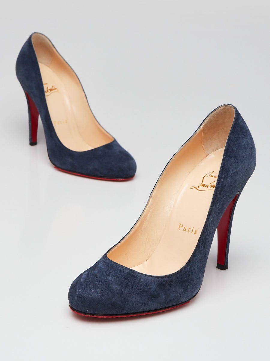 Christian Louboutin Navy Suede Ron Ron 100 Pumps Size 6/36.5