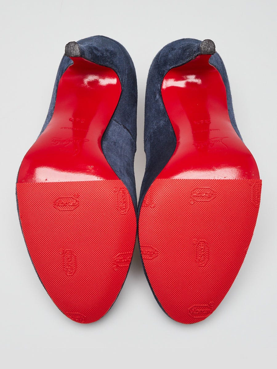 Christian Louboutin Navy Suede Ron Ron 100 Pumps Size 6/36.5