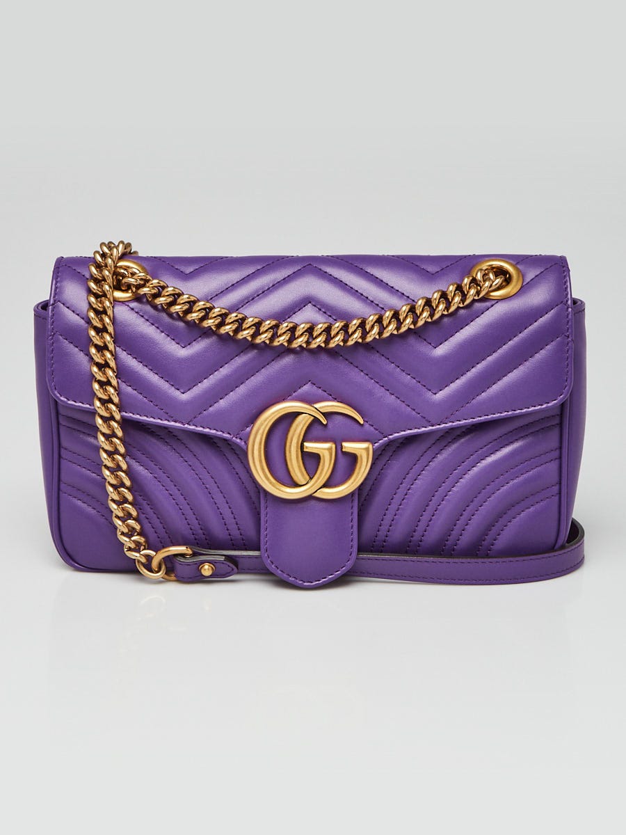 Gucci Purple Quilted Calfskin Leather GG Marmont Small Matelasse