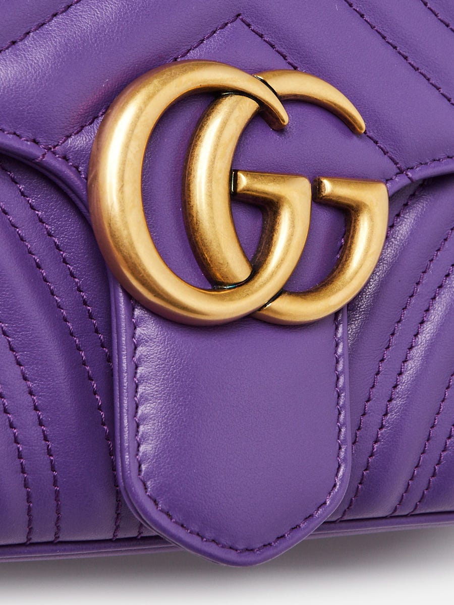 Gucci Purple Quilted Calfskin Leather GG Marmont Small Matelasse