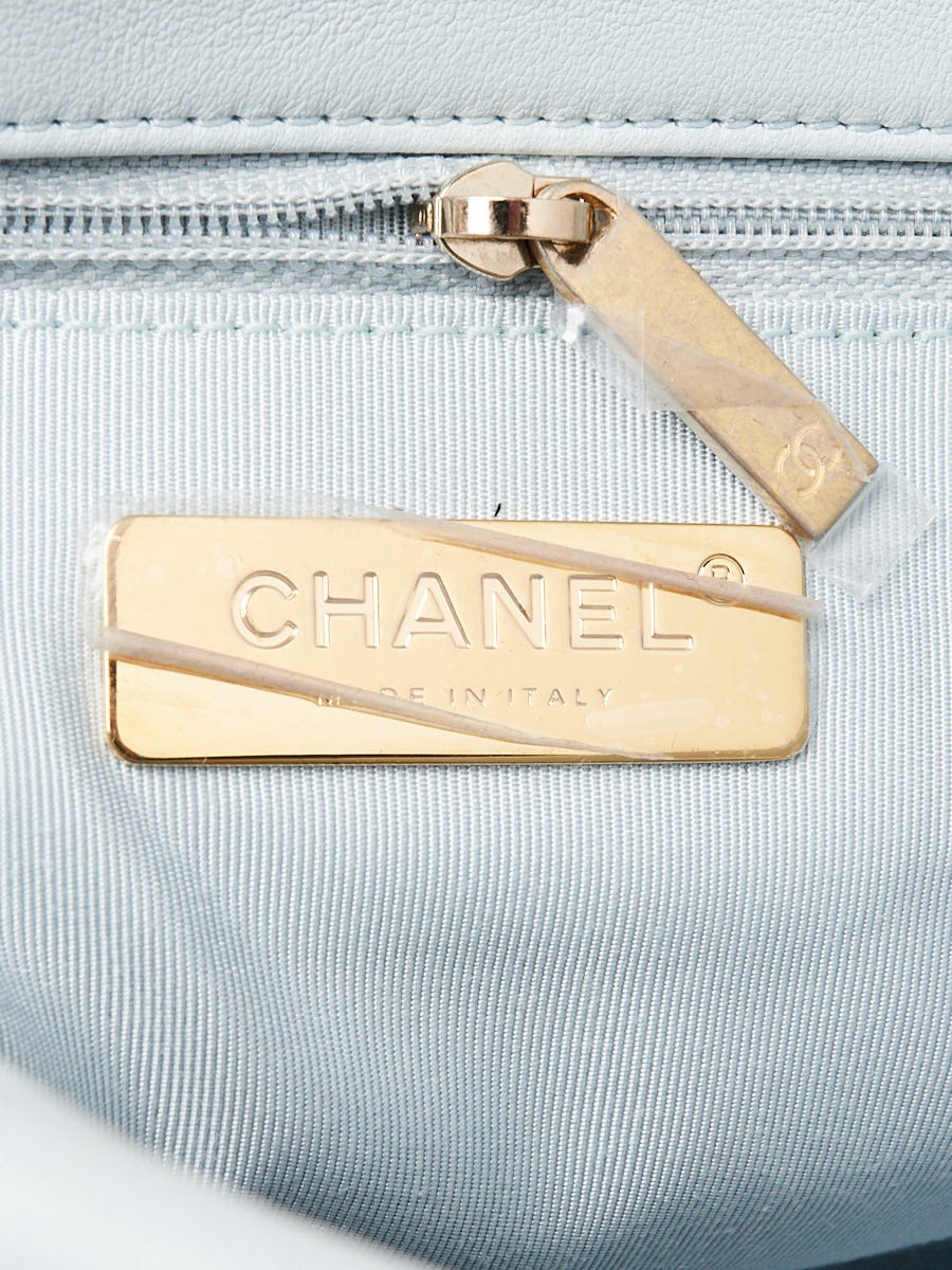 Chanel Light Blue Quilted Lambskin Leather Medium Chanel 19 Bag