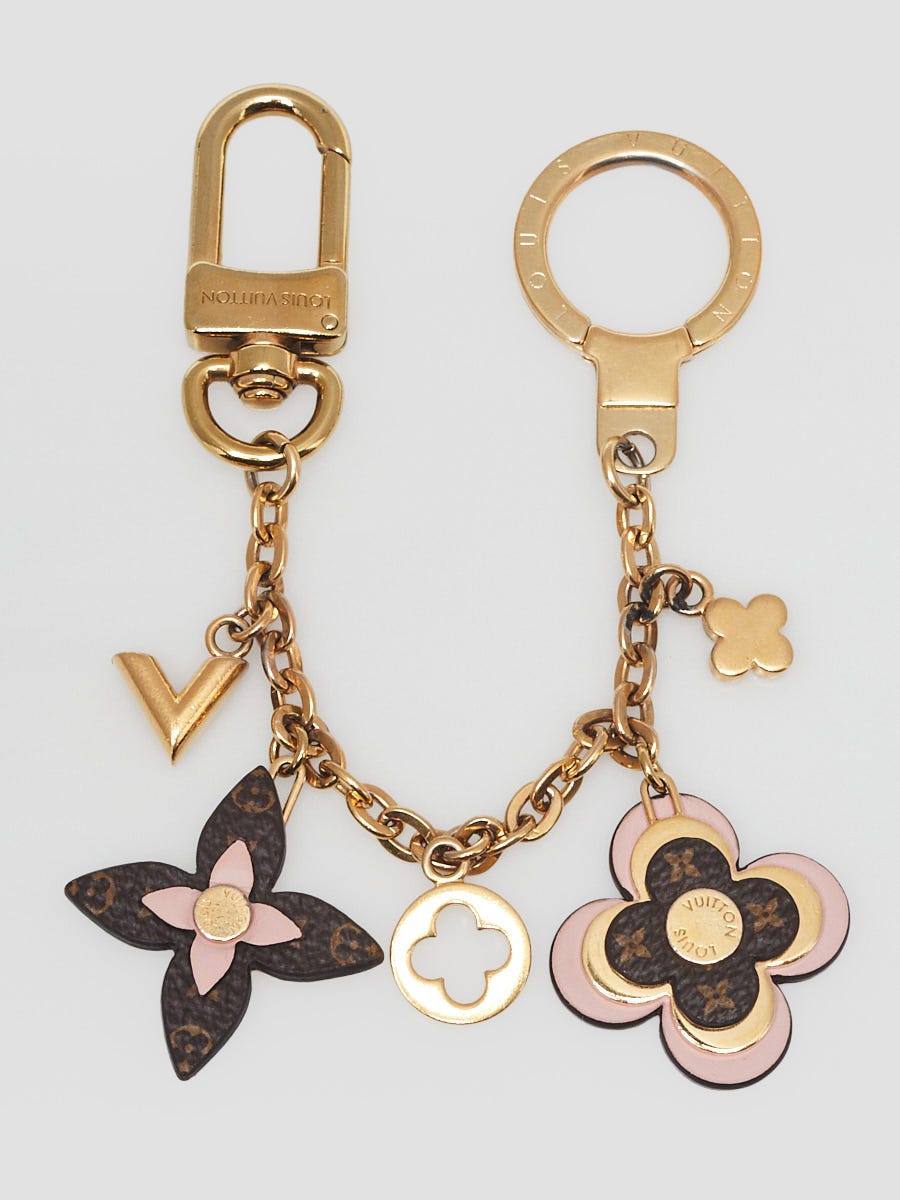 Louis Vuitton Pink Leather Blooming Flowers Key Holder and Chain