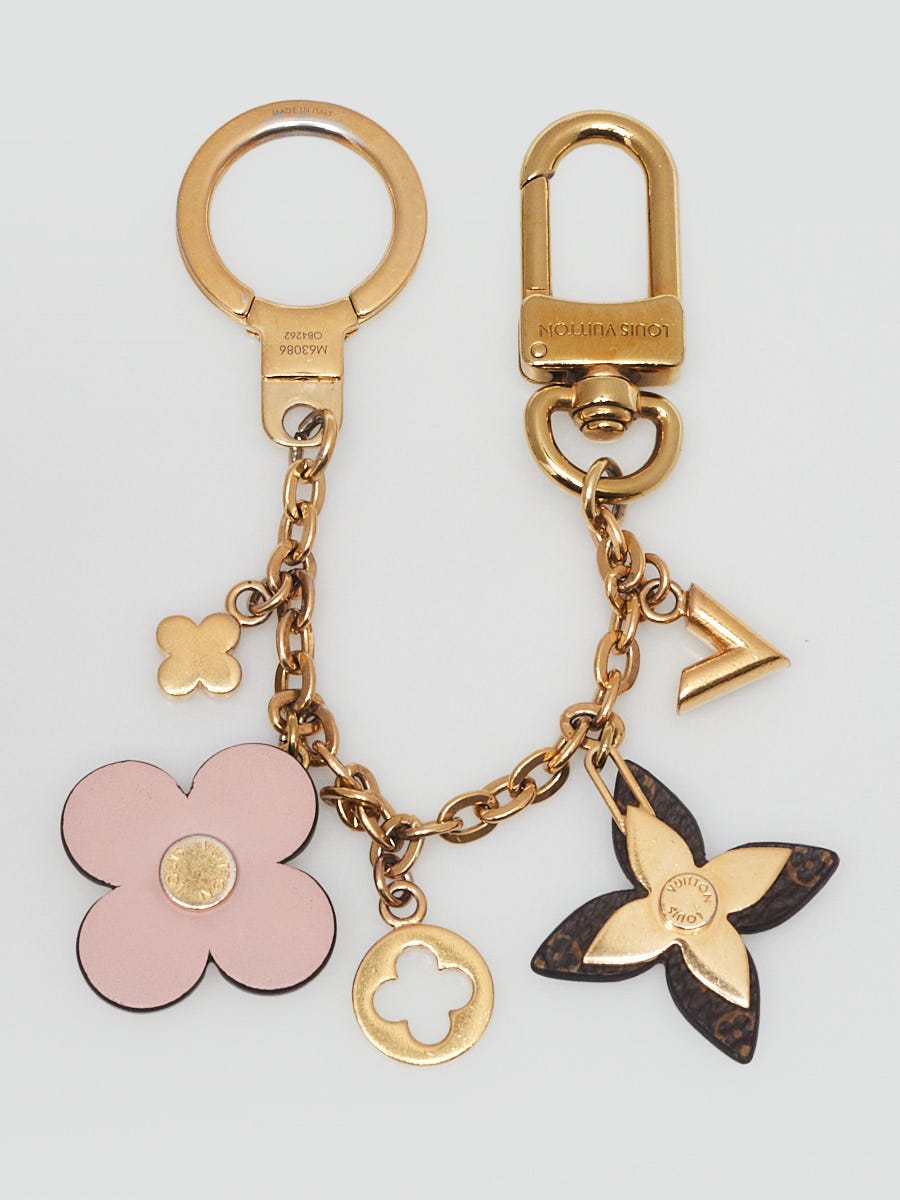 Louis Vuitton Pink Leather Blooming Flowers Key Holder and Chain