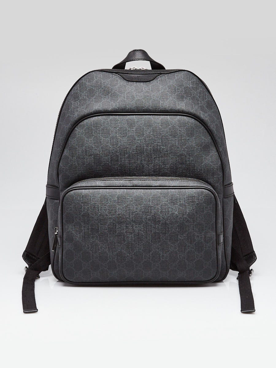 Gucci Black/Grey GG Supreme Coated Canvas Backpack Bag | Yoogi's