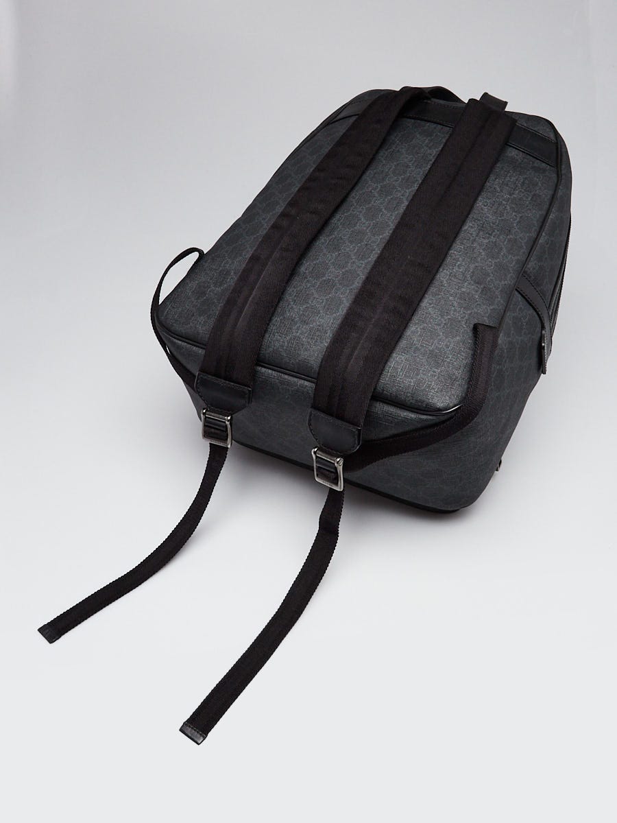 Gucci Black/Grey GG Supreme Coated Canvas Backpack Bag | Yoogi's