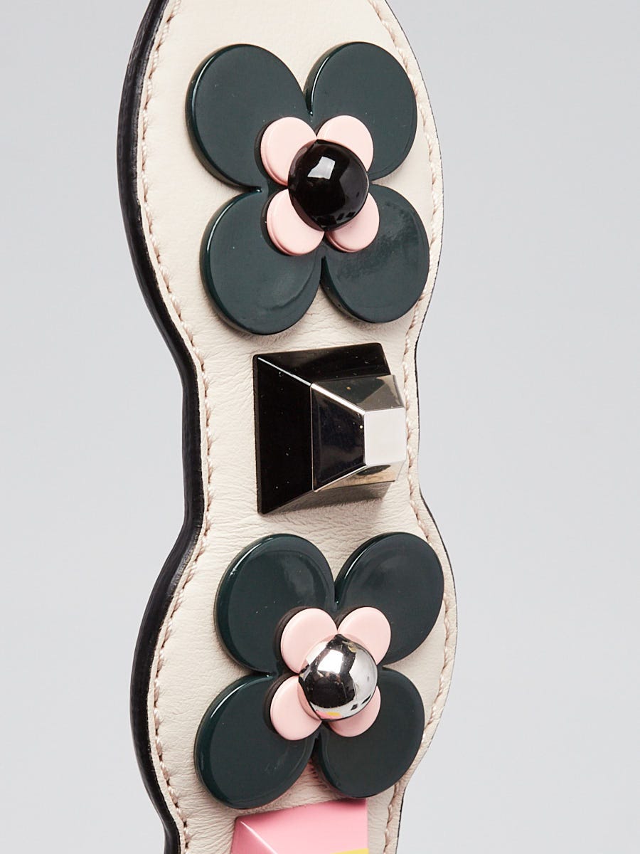 Fendi White Multicolor Leather and Plexiglas Studs Strap You Shoulder Strap