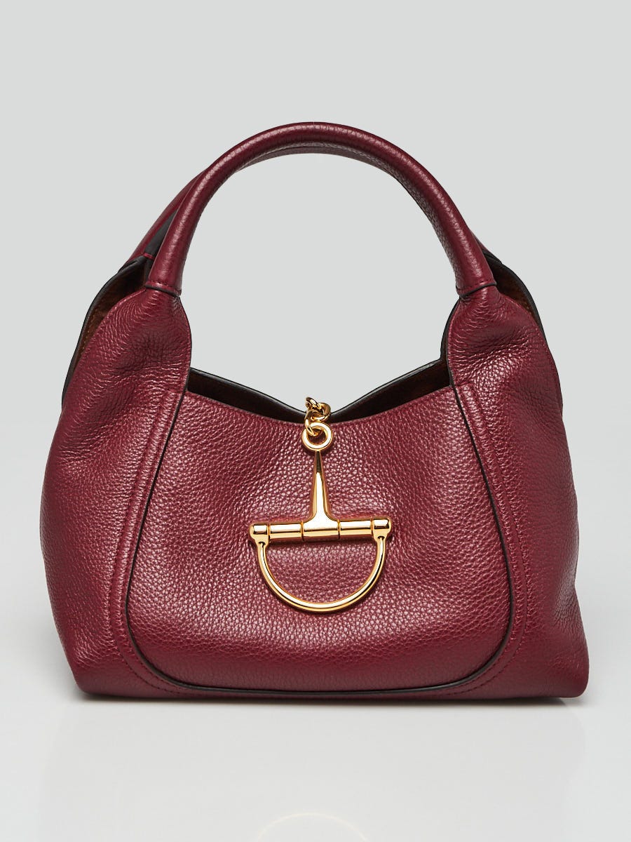 Gucci Dark Red Grained Calfskin Leather Softbit Shoulder Bag
