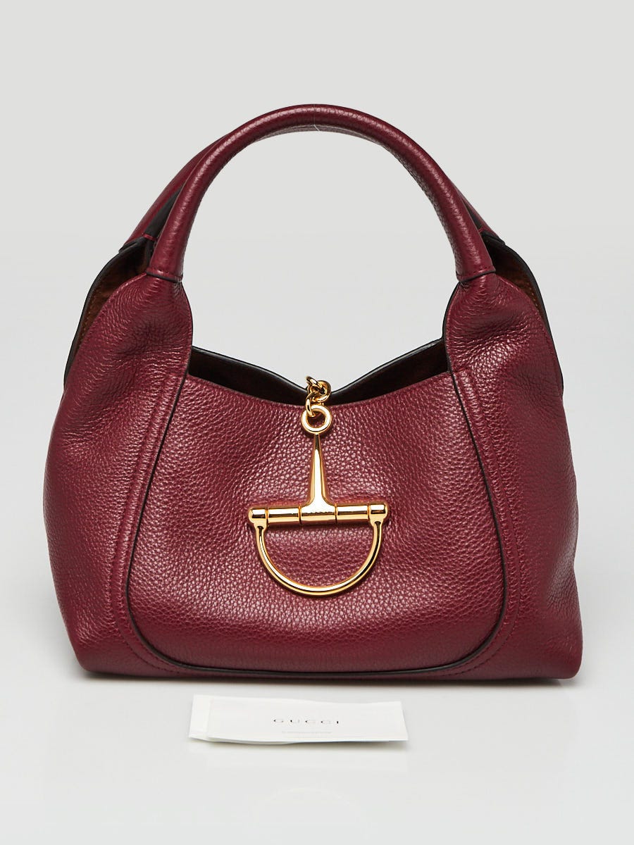 Gucci Dark Red Grained Calfskin Leather Softbit Shoulder Bag