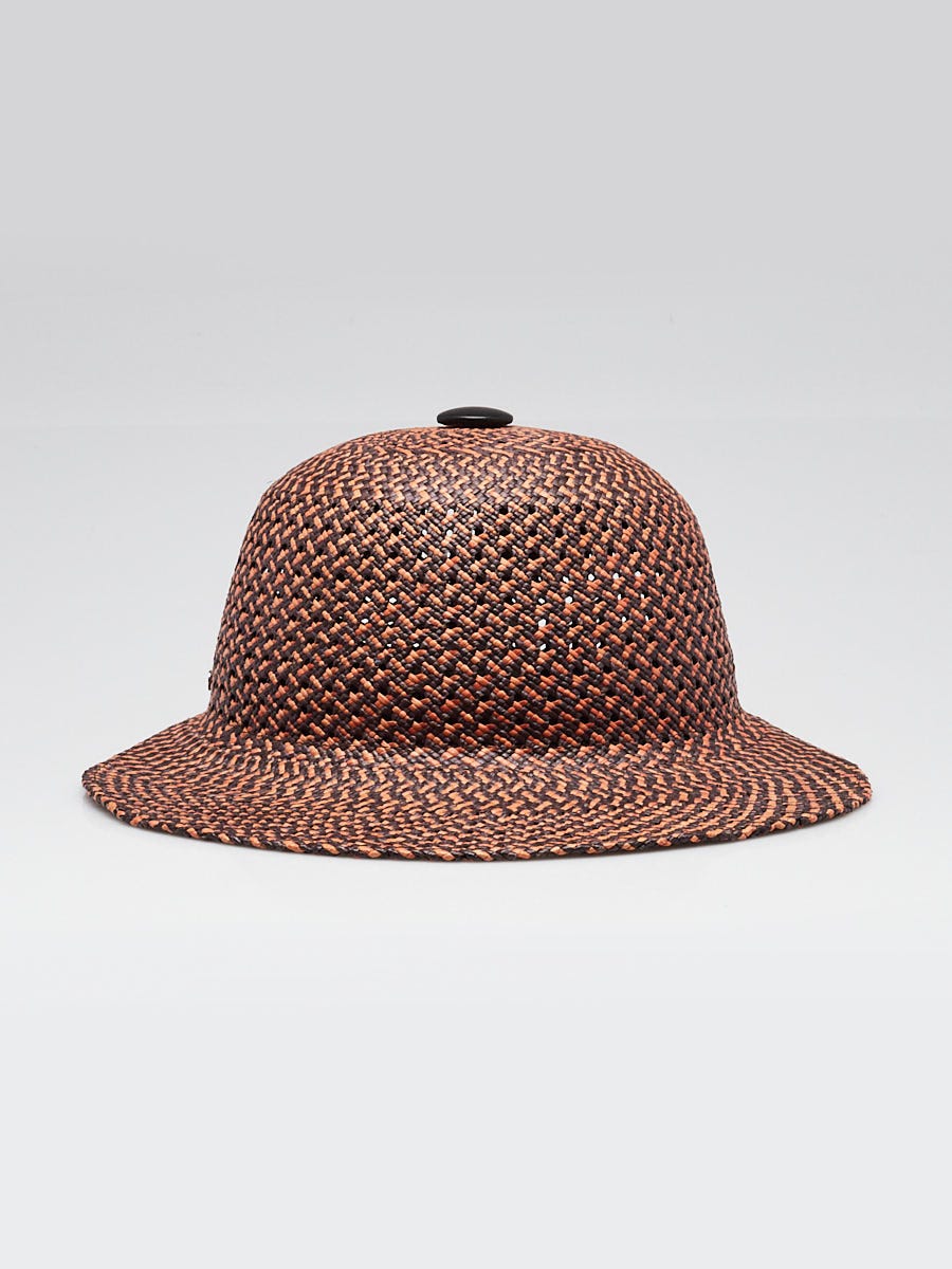 Hermes Brown/Black Woven Straw Panama Tanzanie Hat Size 59