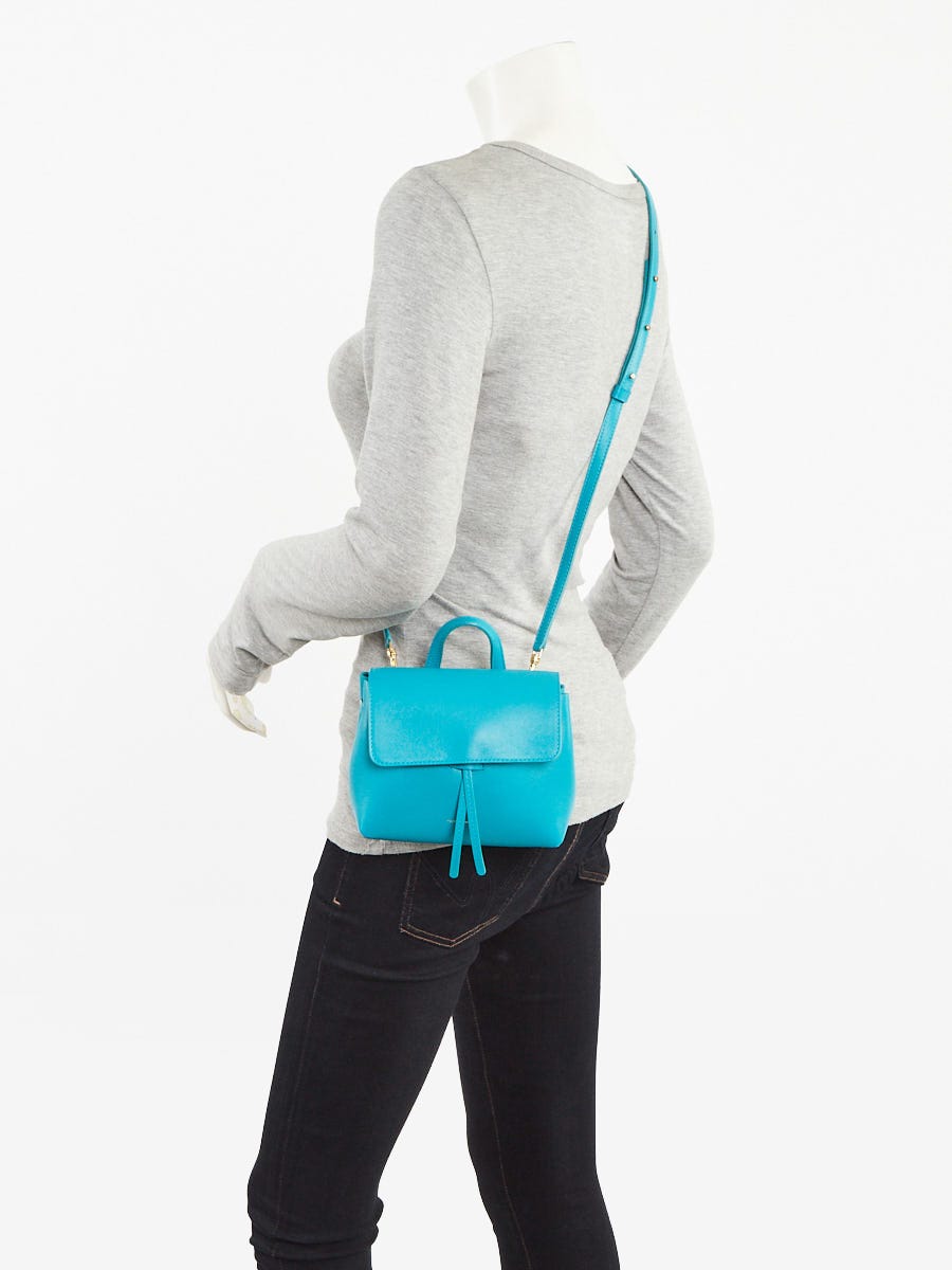 Mansur Gavriel Teal Blue Calf Leather Mini Soft Lady Bag