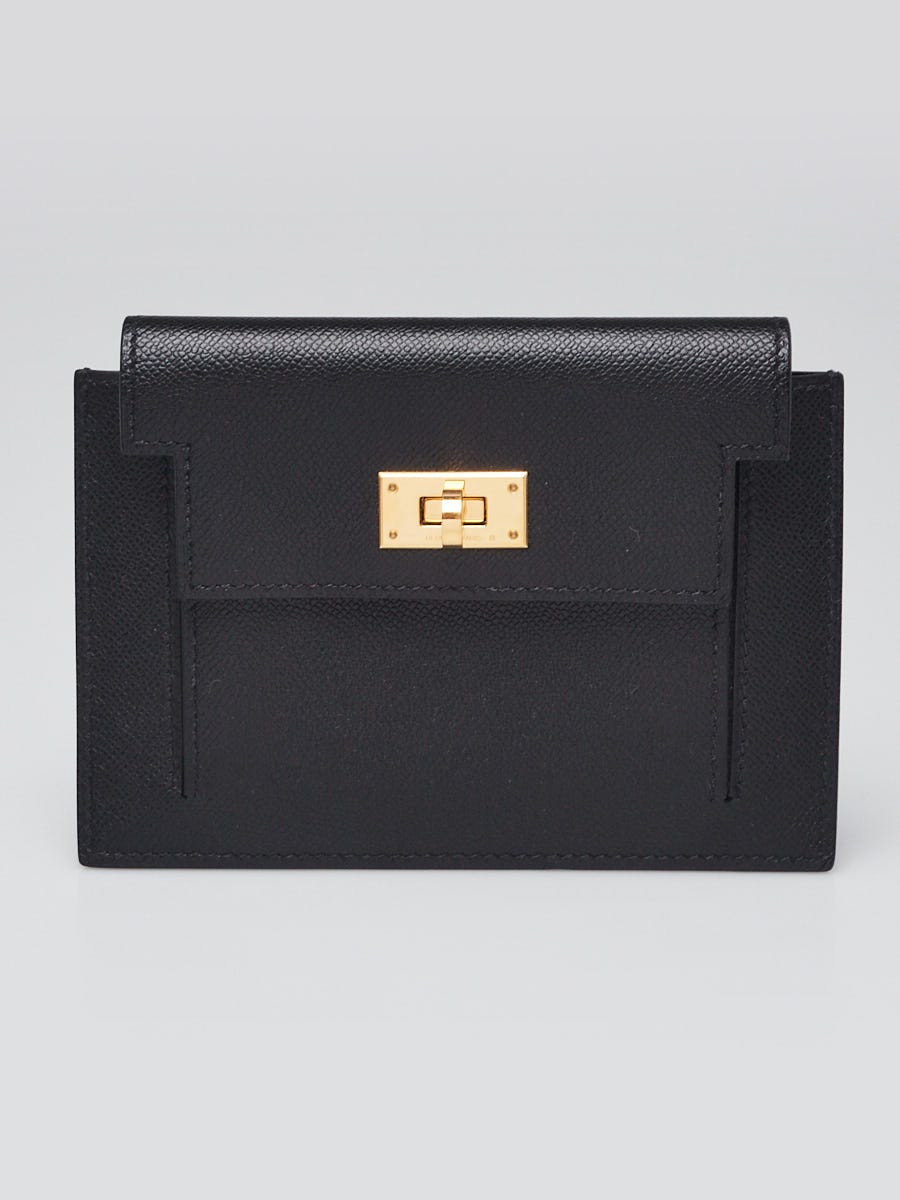 Hermes Black Madame Leather Kelly Pocket Wallet | Yoogi's Closet