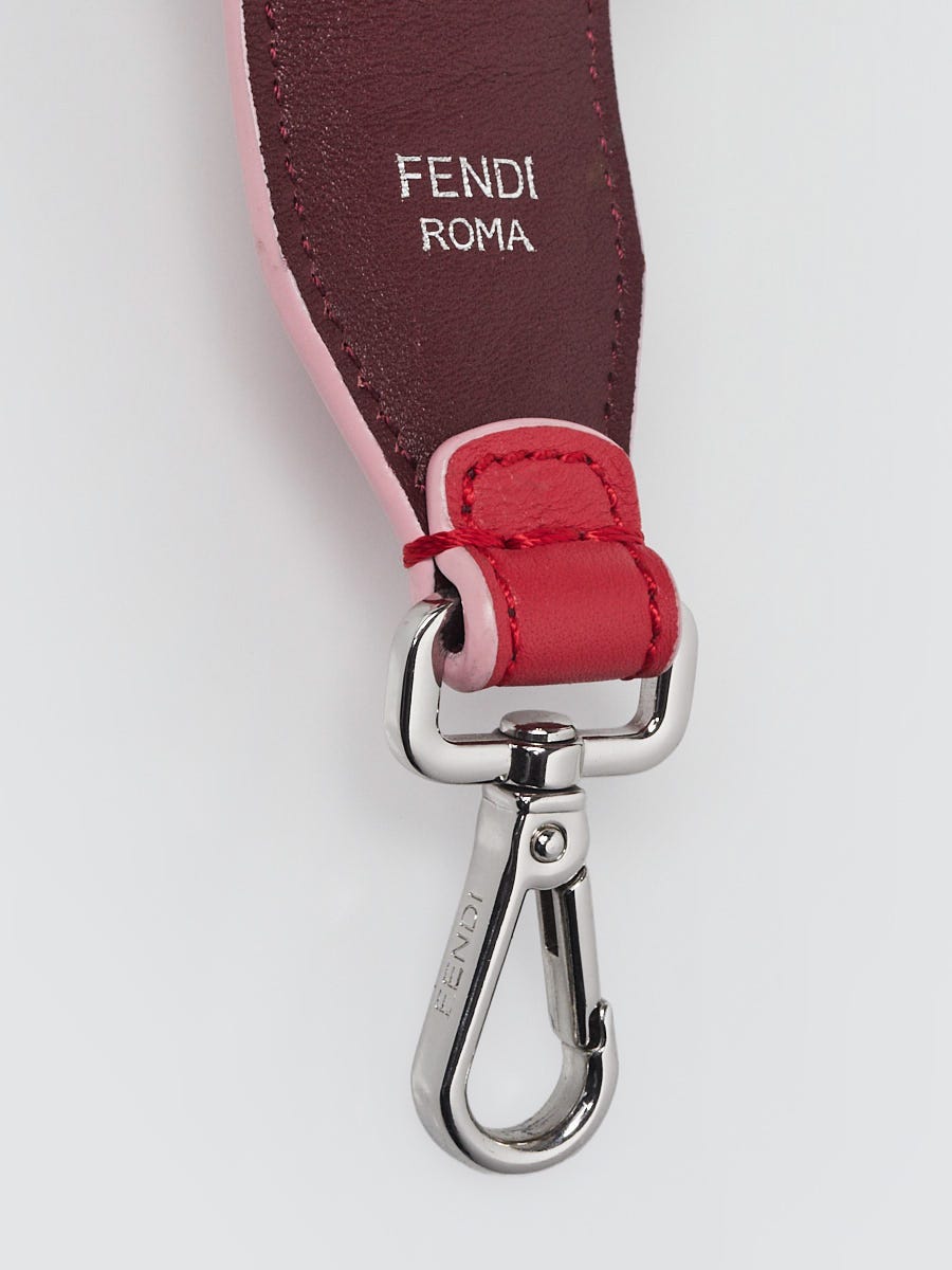 Fendi Red/Pink Leather Flower Strap You Shoulder Strap