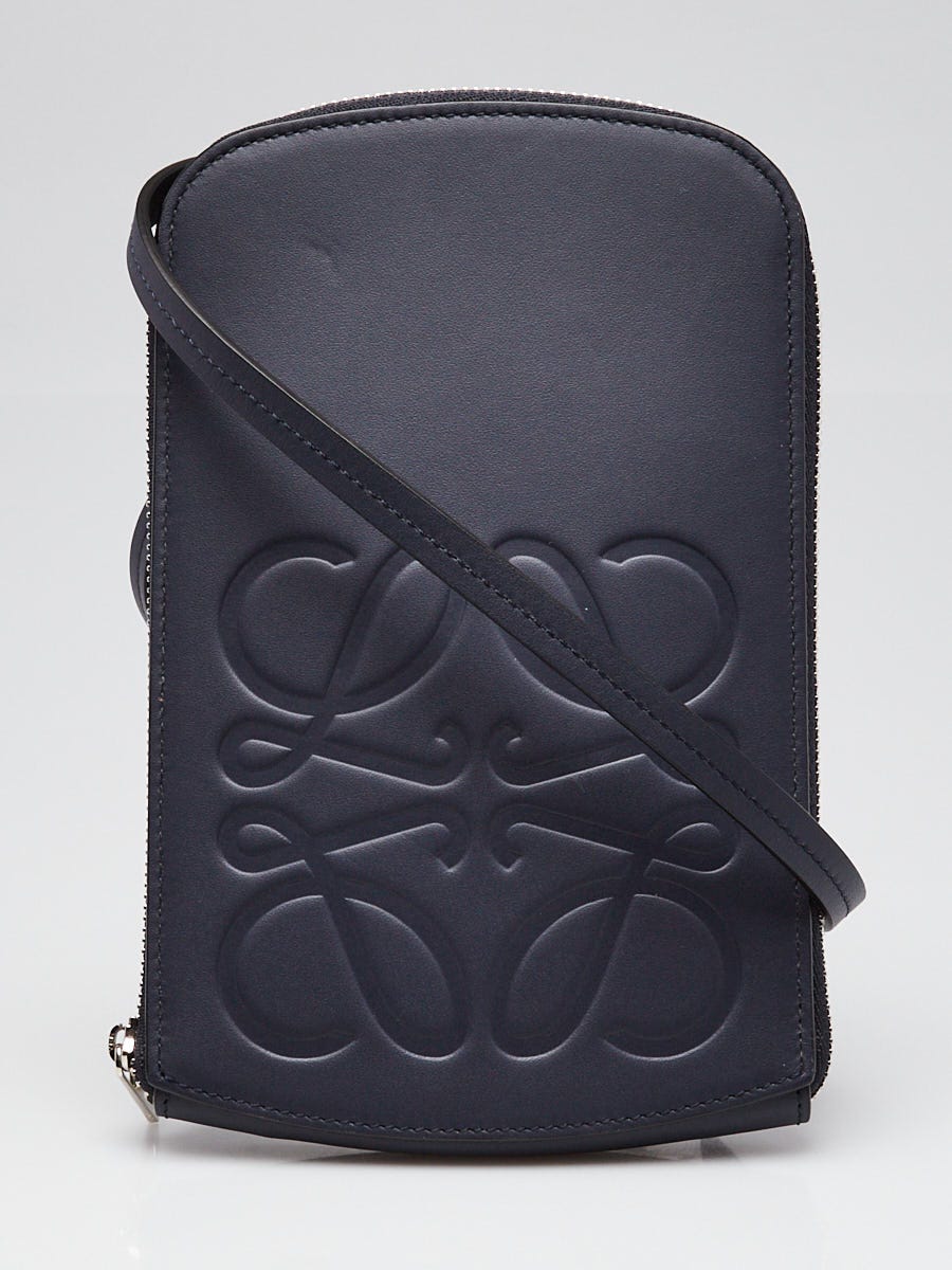 Loewe Midnight Blue Smooth Leather Flat Phone Shoulder Bag | Yoogi's Closet