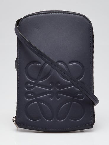 Loewe Midnight Blue Smooth Leather Flat Phone Shoulder Bag | Yoogi's Closet Loewe Midnight Blue Smooth Leather Flat Phone Shoulder Bag | Yoogi's Closet