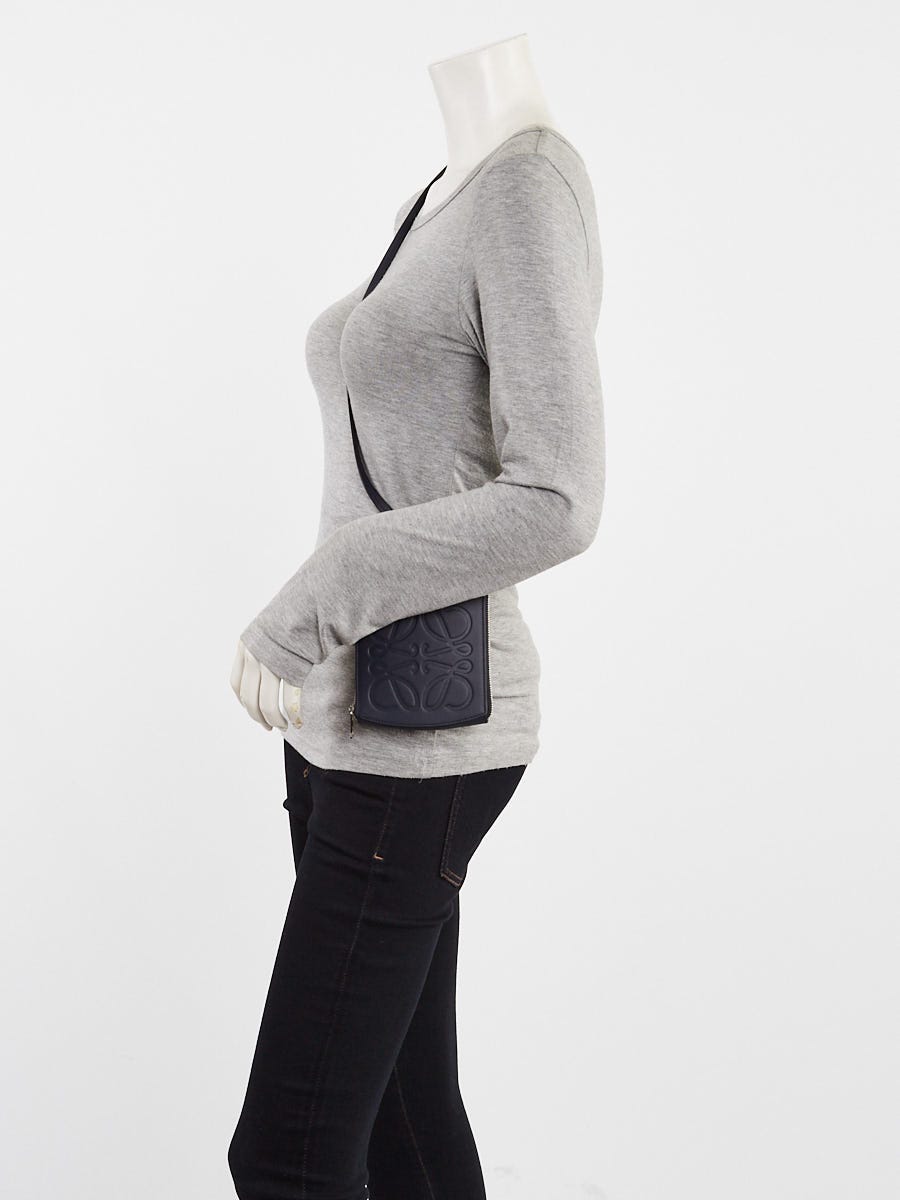 Loewe Midnight Blue Smooth Leather Flat Phone Shoulder Bag