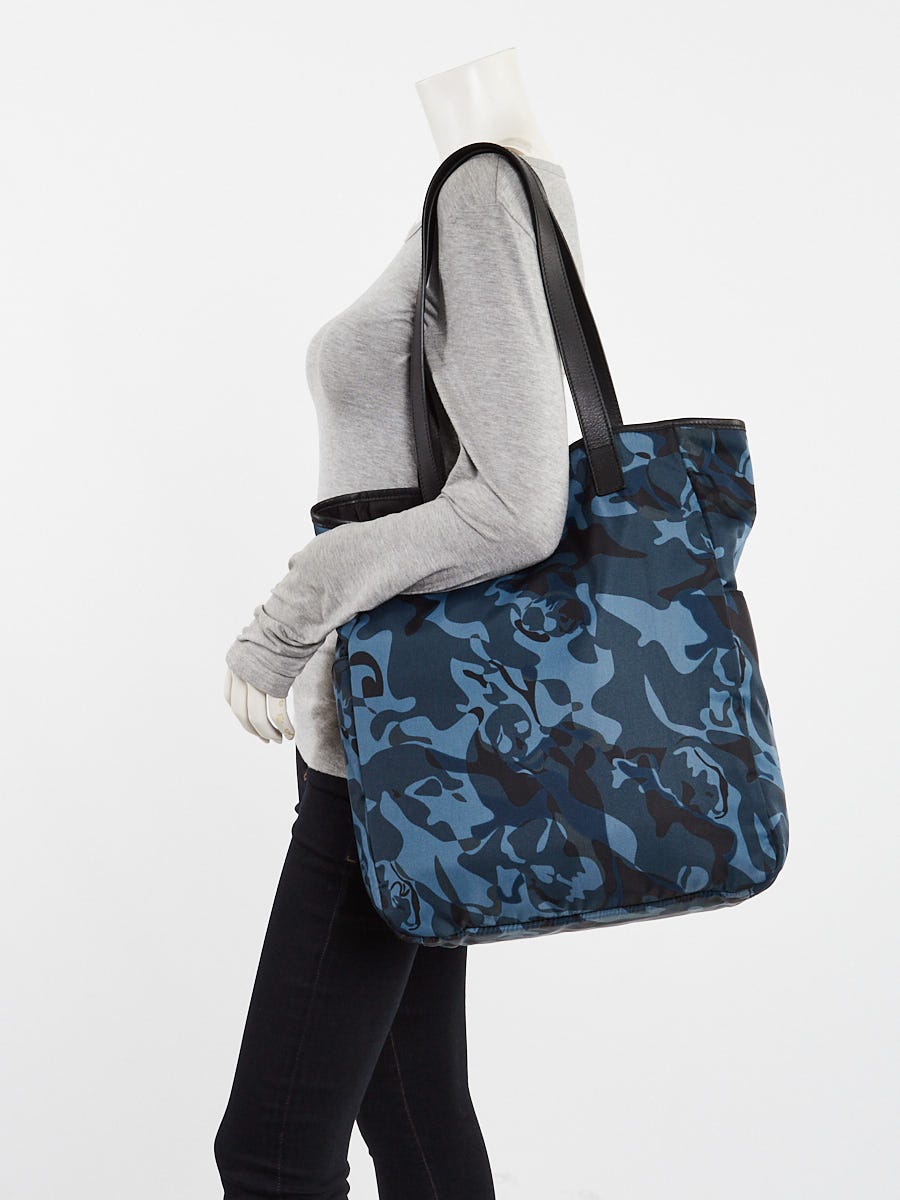 Alexander McQueen Blue/Black Camouflage Nylon Tote Bag 