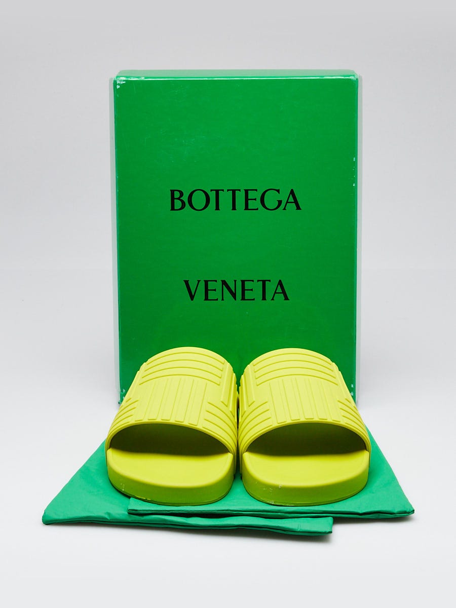 Bottega Veneta Lime Green Quilted Rubber Slide Sandals Size 9.5/40