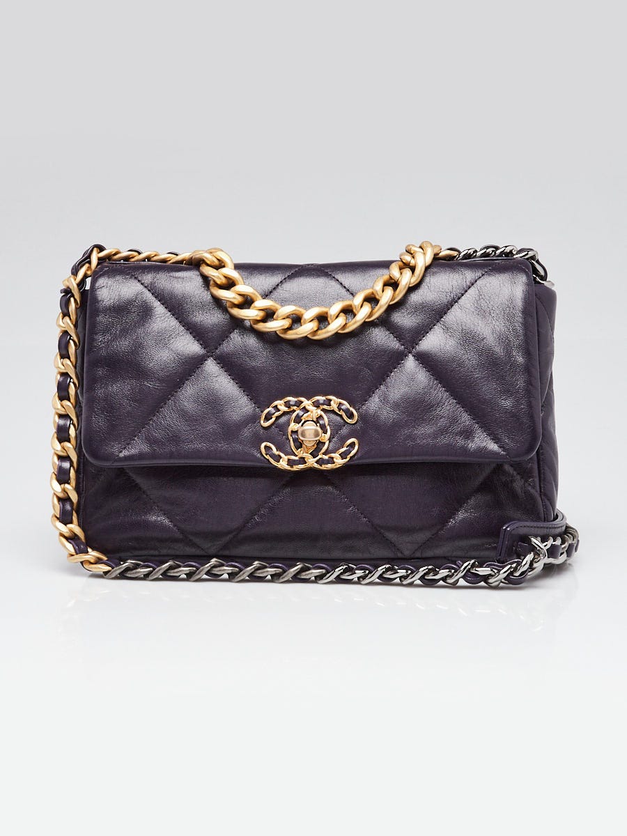 Chanel Purple Quilted Lambskin Leather Chanel 19 Small Flap Bag