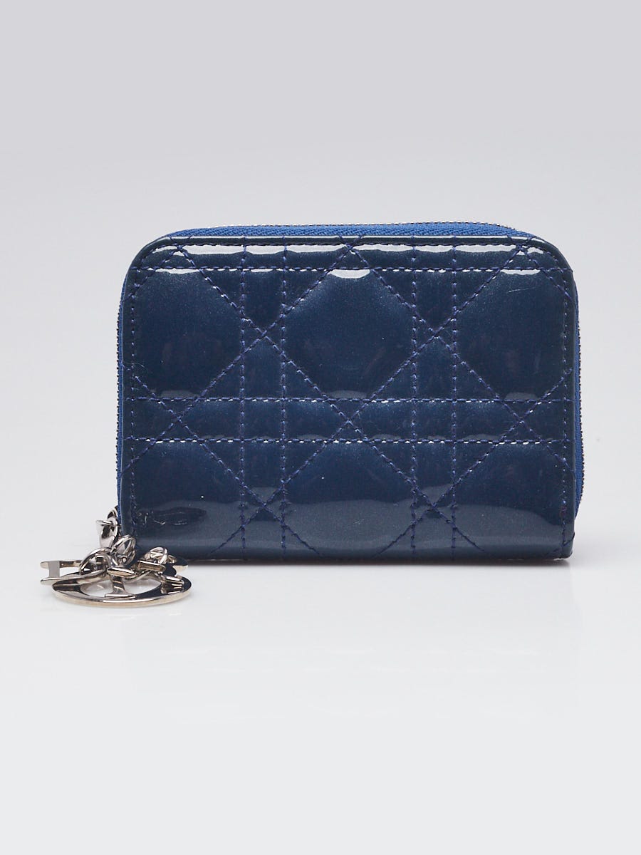 Christian Dior Blue Cannage Quilted Patent Leather Lady Dior Multi