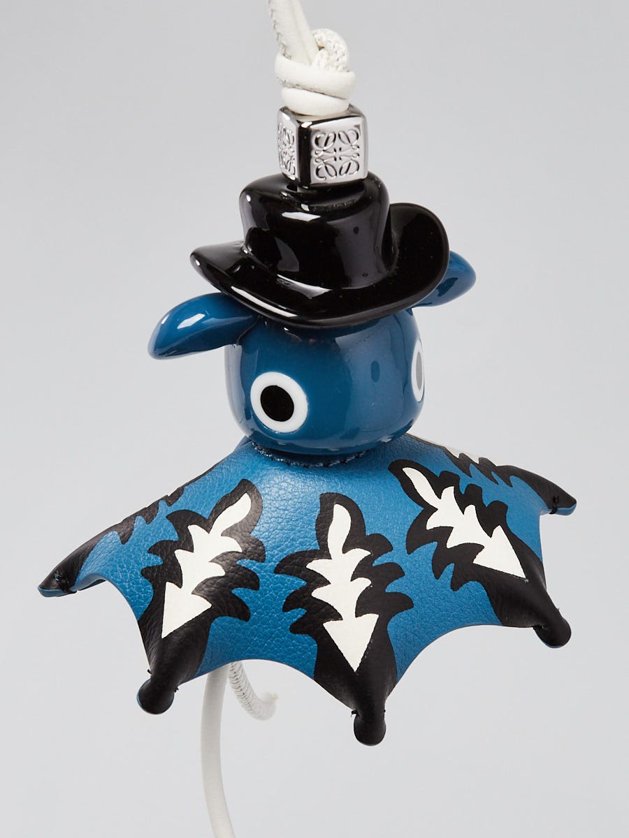 Loewe White/Blue Leather Cowboy Puzz Bag Charm | Yoogi's Closet