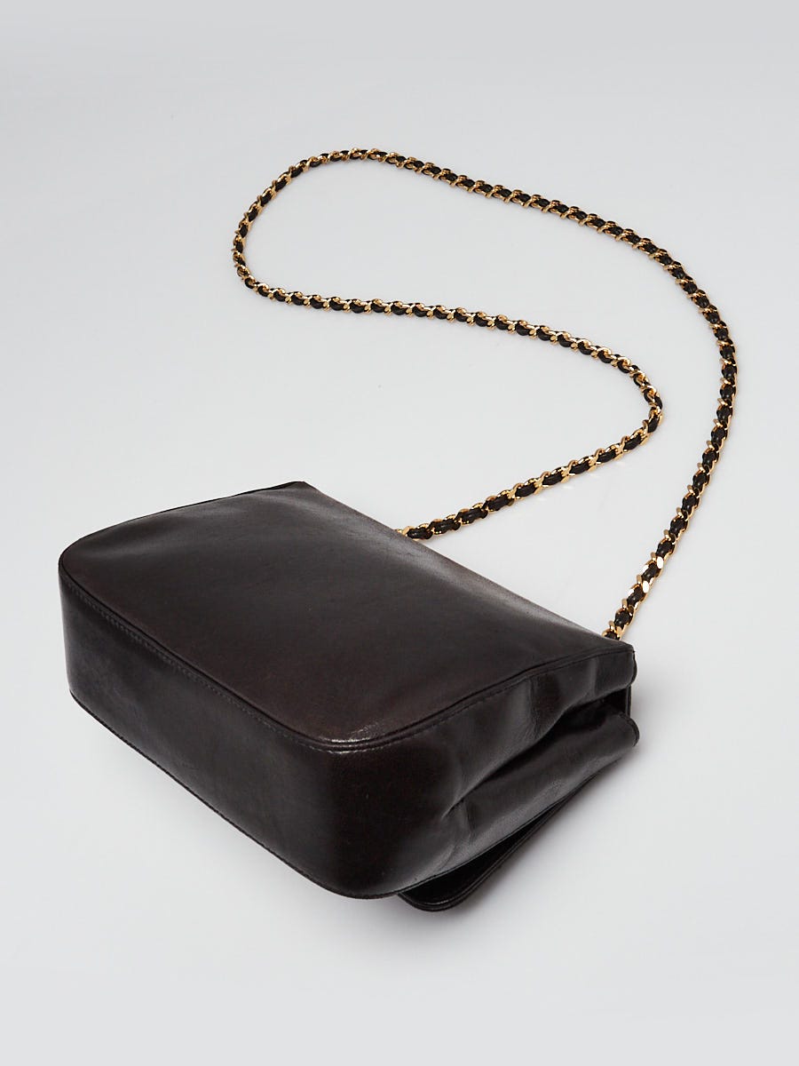 Chanel Black Lambskin Leather Camellia Evening Bag | Yoogi's Closet